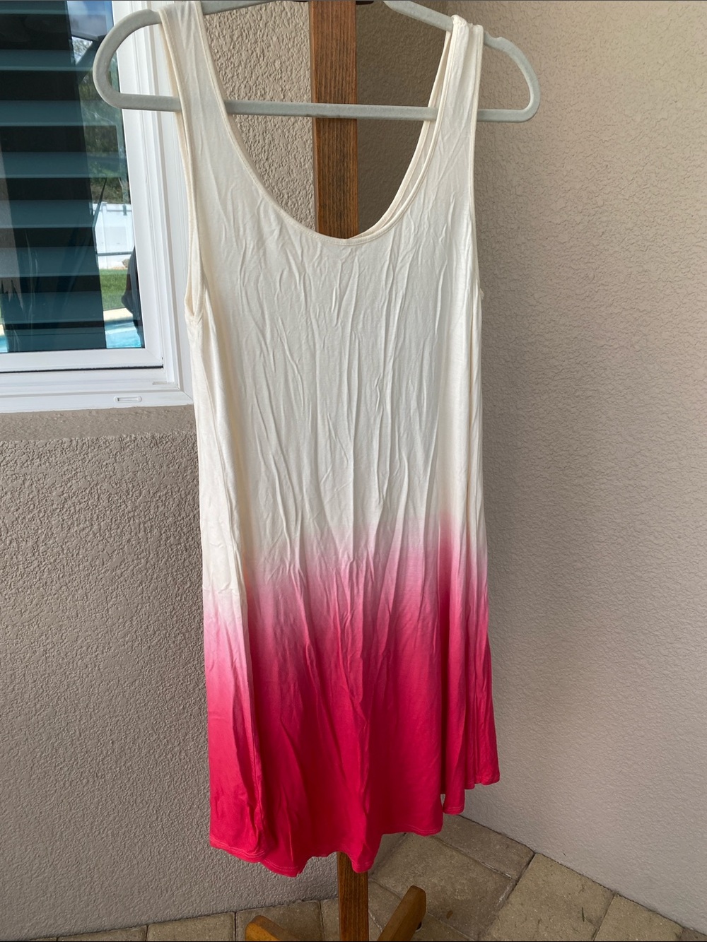 Cream to Pink Ombre Sleeveless Sundress